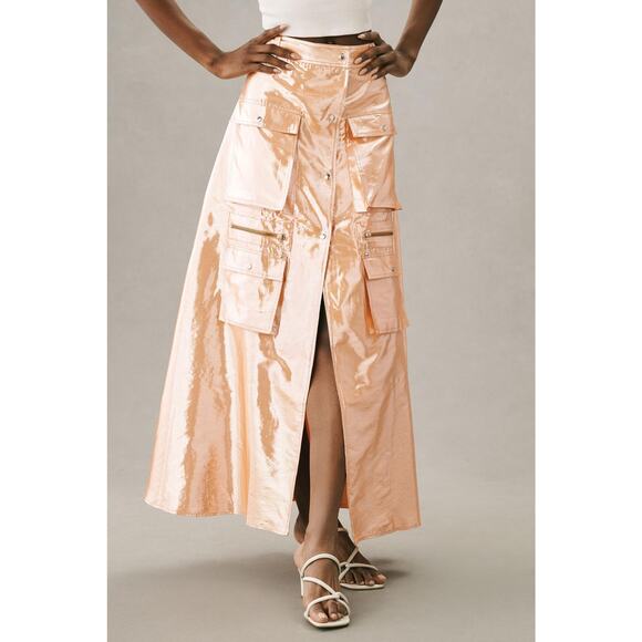 Let Me Be Metallic Cargo Maxi Skirt - New XS - Picture 3 of 8